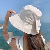 Resim Trendy Bowknot Hafif Nefes Alabilen Balıkçı Şapkası, Rahat ve Çok Yönlü Japon Tarzı Geniş Kenarli Kova Şapkası, Bahar ve Yaz İçin Dekoratif Bow ile, Katlanabilir Plaj Tatili Tarzı Başlık 
