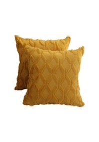Resim Vkemall Yumuşak Ve Rahat Yünlü Kadife Yastık Kılıfı - 18x18 İnç, Sarı, Sadece Kılıf 