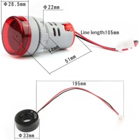 Resim Tianyi Dijital Voltmetre - Ampermetre Ac 50-500V 0-100A Kırmızı 
