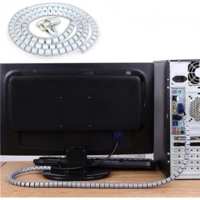 Resim Spiral Kablo Toplayıcı Kablo Düzenleyici Çapı 20MM Beyaz 1.5m 