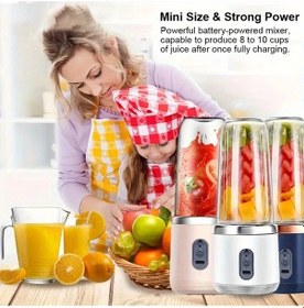 Resim Topnotch Blue Yükseltilmiş 13.53 Ounce Kablosuz Şarjlı Portabl Blender Seti 6 Bardak 