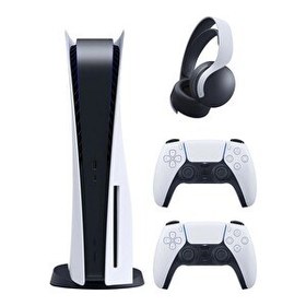 Resim Sony Playstation 5 Diskli Versiyon 825 GB Oyun Konsolu + 2 Dualsense Kol + Pulse 3D Kulaklık (İthalatçı Garantili) 