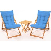 Resim 2+1 Nora Şezlong Seti Bahçe-balkon-teras-plaj-kafe Katlanır Set Ahşap 