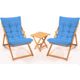 Resim 2+1 Nora Şezlong Seti Bahçe-balkon-teras-plaj-kafe Katlanır Set Ahşap 