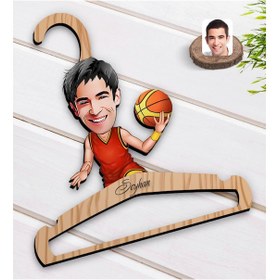 Resim Kişiye Özel Erkek Basketbolcu Karikatürlü Standart Boy Ahşap Elbi (551143887) 