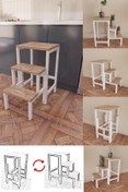 Resim YüceerHome Katlanabillir Metal Ahşap Basamaklı Tabure Merdiven Çiçeklik Çok Amaçlı Tabure 