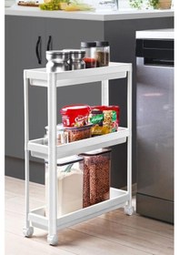 Resim Sev Plastik 5 Katlı Tekerlekli Organizer Diktördgen Raf Ünitesi Beyaz 