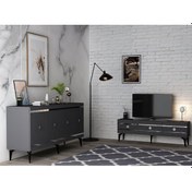 Resim Lenora TV Sehpası Ve Konsol 2'li Salon Takımı Antrasit - Gümüş 