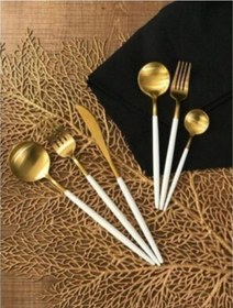Resim Ikon 36 Parça Beyaz Gold Çatal Kaşık Bıçak Seti Beyaz Gold 
