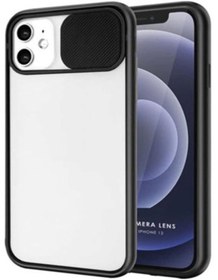 Resim TrendCell Iphone 12 Ve 12 Pro Uyumlu Kılıf Slayt Kamera Lens Korumalı Sürgülü Kapaklı Buzlu Renkli Silikon 