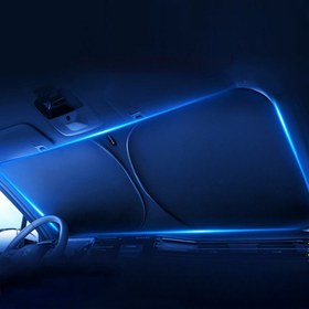 Resim 1 adet Araba Yalıtım Güneşlik Cam Titanyum Gümüş Rengi Anti-güneş Şemsiye Çift Daireli Gölgelik Kumaş Güneş Koruyucu Araç 