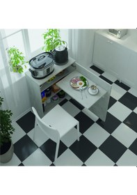 Resim Asra Trend Mutfak Kiler Dolabı+katlanır Masa Md003 Retro Taş 