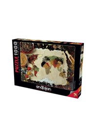 Resim Anatolian 1000 Parça Puzzle Baharatlı Dünya Haritası (Herbal Worl 