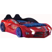 Resim Kaju Carbed Arabalı Yatak Çocuk Karyolası Kumandalı Işık Ve Ses Sistemli Luxury Full Kırmızı 