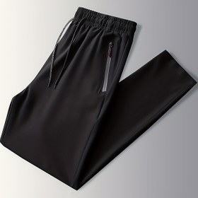 Resim Erkekler için Düz Renk Spor Pantolon, Bağcıklı Hızlı Kuruyan Atletik Pantolon, Erkekler için Yaz Sonbahar Spor Salonu Fitness Egzersiz Atletik Pantolon 