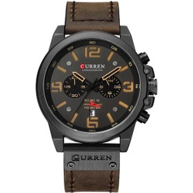 Resim Xindoker Curren Erkekler İçin 30m Su Geçirmez Kısa Takvimli Kaya Saati, Deri Kayışlı 6 İğneli Kol Saati, 6 Renk Seçeneği Kahverengi Çok Renkli 