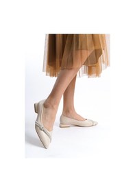 Resim Kadın Rake Krem 2.5 Cm Ökçeli Taşlı Detaylı Abiye Ve Günlik Ayakkabı Krem 