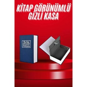 Resim Die Grup Kitap Görünümlü Gizli Kasa Büyük Boy Anahtarlı Kilitli Para Kasası 