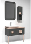 Resim Zürih 100 Cm Beyaz Lavabolu Banyo Dolabi - Antrasit / Kayin Çok Renkli 