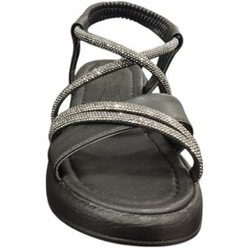 Resim Ventes 58157z Taş Şeritli Bilekten Lastikli 3cm Topuk Boyu Günlük Kadın Şık Sandalet Siyah 