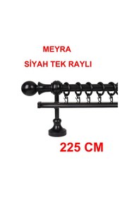 Resim Meyra Demonte Başlıklı Ahşap Rustik Perde Askısı - Tek Raylı -siyah 225 Cm Siyah 