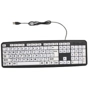 Resim Suofeng "büyük Beyaz Tuşlu Usb Kablo Klavye - Yaşlılar İçin Göz Yormayan Net Görünüm" 