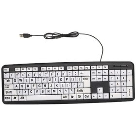 Resim Suofeng "büyük Beyaz Tuşlu Usb Kablo Klavye - Yaşlılar İçin Göz Yormayan Net Görünüm" 