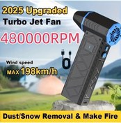 Resim Honeybeeshop Siyah Mavi Tasinabilir Turbo Jet Ufleyici Fircasiz Motorlu Hava Ufleyici Type C Hizli Sarj Barbeku Kampcilik Babalar Gunu Hediyesi 
