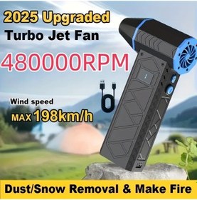 Resim Honeybeeshop Siyah Mavi Tasinabilir Turbo Jet Ufleyici Fircasiz Motorlu Hava Ufleyici Type C Hizli Sarj Barbeku Kampcilik Babalar Gunu Hediyesi 