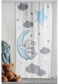 Resim Sevimli Fil Çift Kanatlı Çocuk Odası Fon Perde 