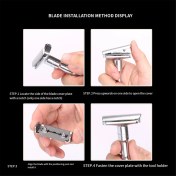 Resim Erkek Güvenlik Jilet Düz Razor Erkekler Için Düz Razor Ayarlanabilir Yakın Tıraş Klasik Çift Edge Bıçak Bıçak Tıraş Seti (Yurt Dışından) 