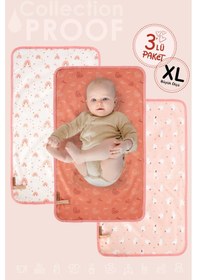Resim 3lü Alt Açma Değiştirme Örtü Sıvı Geçirmez Koruyucu Alez Yıkanabilir Bebek Bakım Pedi XL SomonGrup 