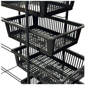 Resim Ece Metal 4 Plastik Raflı Tekerlekli Siyah Sebzelik Meyvelik Organizer 