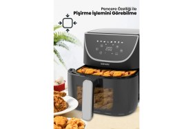 Resim Goldmaster Gustofry 1700 Watt Xl Dokunmatik 8 Ön Ayarlı Cam Kapaklı Hazne Aydınlatmalı Airfryer Sıcak Hava Fritözü 