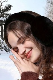 Resim Trend Peluş Kulaklık Katlanır Model Soğuk Koruyucu Peluş Kalın Kışlık Soft Kulaklık Siyah 
