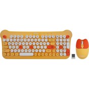 Resim Everest KM-6244 BUNNY Renkli Tuşlu Sarı 2.4 Ghz + Bluetooth Kablosuz Q Multimedia Klavye + Mouse Set 