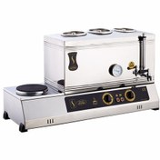 Resim Işıkgaz Silverinox 60 Lık Elektrikli 40 Litre 3 Demlikli Çay Kazanı PLEYT OCAKLI - 304 KALİTE KAYNAKLI KAPAK - TERMOSTATLI GARANTİLİ
