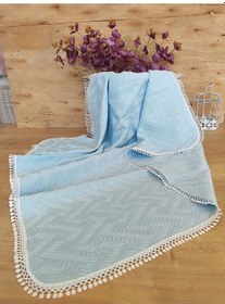 Resim Bebek Battaniyesi Bebek Örtüsü Puset Örtüsü Çok Amaçlı Bebek Pikesi Mevsimlik Hediyelik 80x90 Cm Mavi 