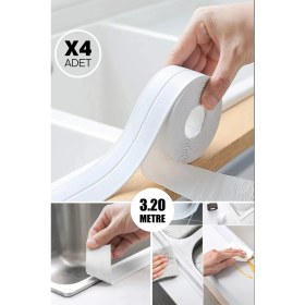 Resim 4 Adet Banyo Küvet Mutfak Lavabo Ocak Kenarı Su Geçirmez Kenar Bandı Sızdırmazlık Tamir Bandı 3.2mt 