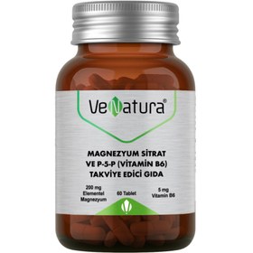 Resim VENATURA Magnezyum Sitrat ve P-5-P (Vitamin B6) Takviye Edici Gıda 60 Tablet 