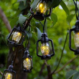 Resim Güneş Enerjili Vintage Yağ Lambası Işıklı Dize - 20 LED, 5.0 metre, Sıcak Beyaz, 8 Aydınlatma Modu, Dokunmatik Kontrol, Bahçe & Kamp için Dış Mekan Romantik Atmosfer Aydınlatması, Dış Mekan için Asılan Güneş Işıkları 