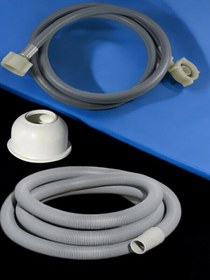 Resim Umay Yapı Malzemeleri Temiz Su Çamaşır Hortumu 1,5 Metre, Pis Su Körüklü Tahliye Hortumu, Adaptör Conta 3'lü Takım 