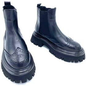 Resim Vera Hakiki Koyun Kürklü Hakiki Deri Kadın Bot Siyah 