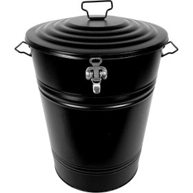 Resim Siyah Metal Kilitli Saklama ve Çöp Kutusu, Güçlü ve Şık Tasarım 