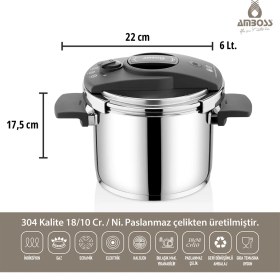 Resim Amboss Enio Matik 4 Parça Paslanmaz Çelik Düdüklü Tencere Seti 4lt+6lt - ENİ 8699 