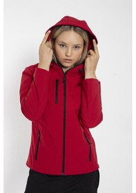 Resim Crozwise Bayan Kapşonlu Softshell Mont Kırmızı 