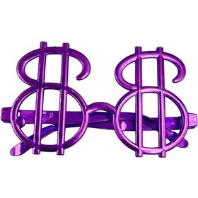 Resim Parti Gözlük Plastik Camsız Dolar Temalı Mor 14x6 Cm Tüm Yaşlar 