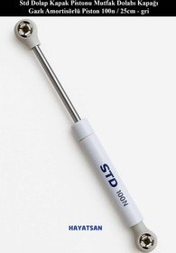 Resim HAYATSAN Std Dolap Kapak Pistonu Mutfak Dolabı Kapağı Gazlı Amortisörlü Piston 100n / 25cm - gri 