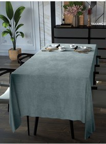 Resim Açık Gri Kadife Dokulu Masa Örtüsü Dertsiz Velvet Touch Serisi Açık Gri 