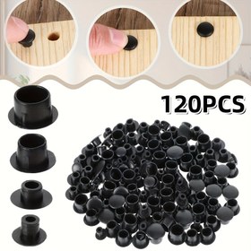 Resim 120 Adet Siyah Plastik Vida Kapakları - Çeşitli Boyutlar (5mm/6mm/8mm/10mm), Dolaplar, Raflar ve Askılar için Düz Yuvarlak Kapaklar, Güvenli Bağlantı İçin Dayanıklı Delik Tıpaları, Raf Donanımı, Minimalist Tasarım, Cilalı Yüzey 